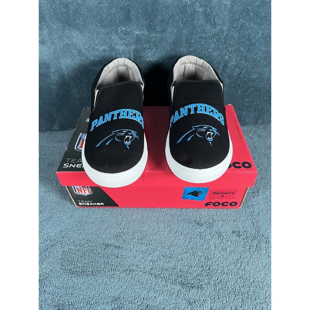 Carolina Panthers Foco‎ Slip On Canvas Shoes Women's Size 9 Blue Vans Style